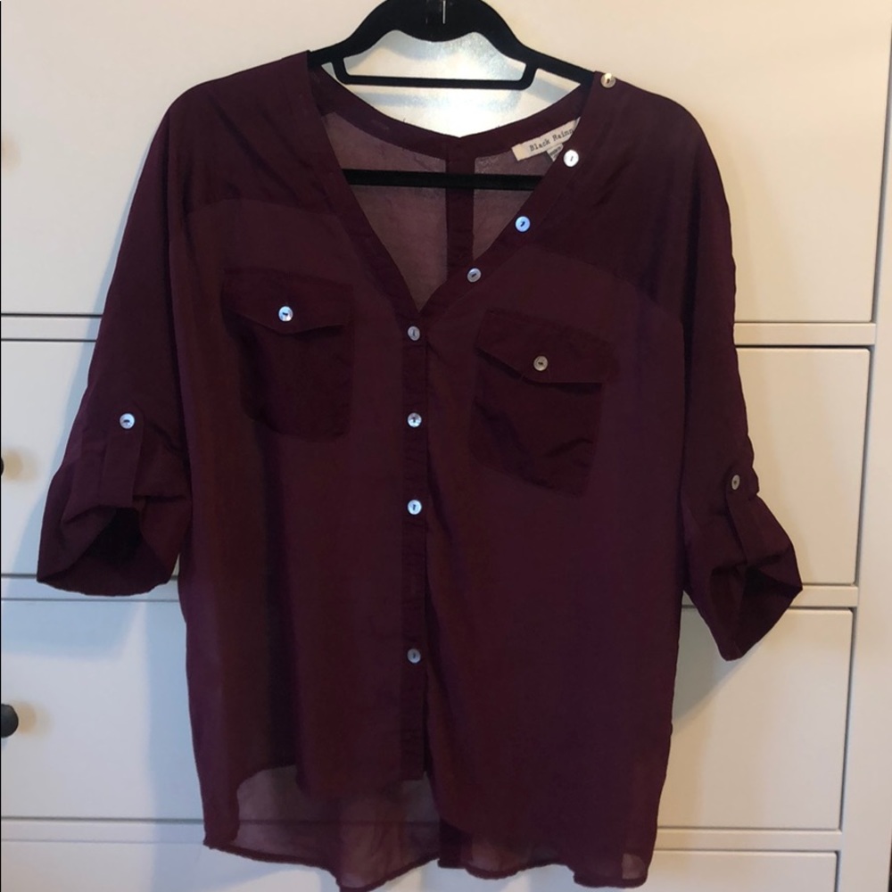 FRANCESCAS burgundy button down blouse